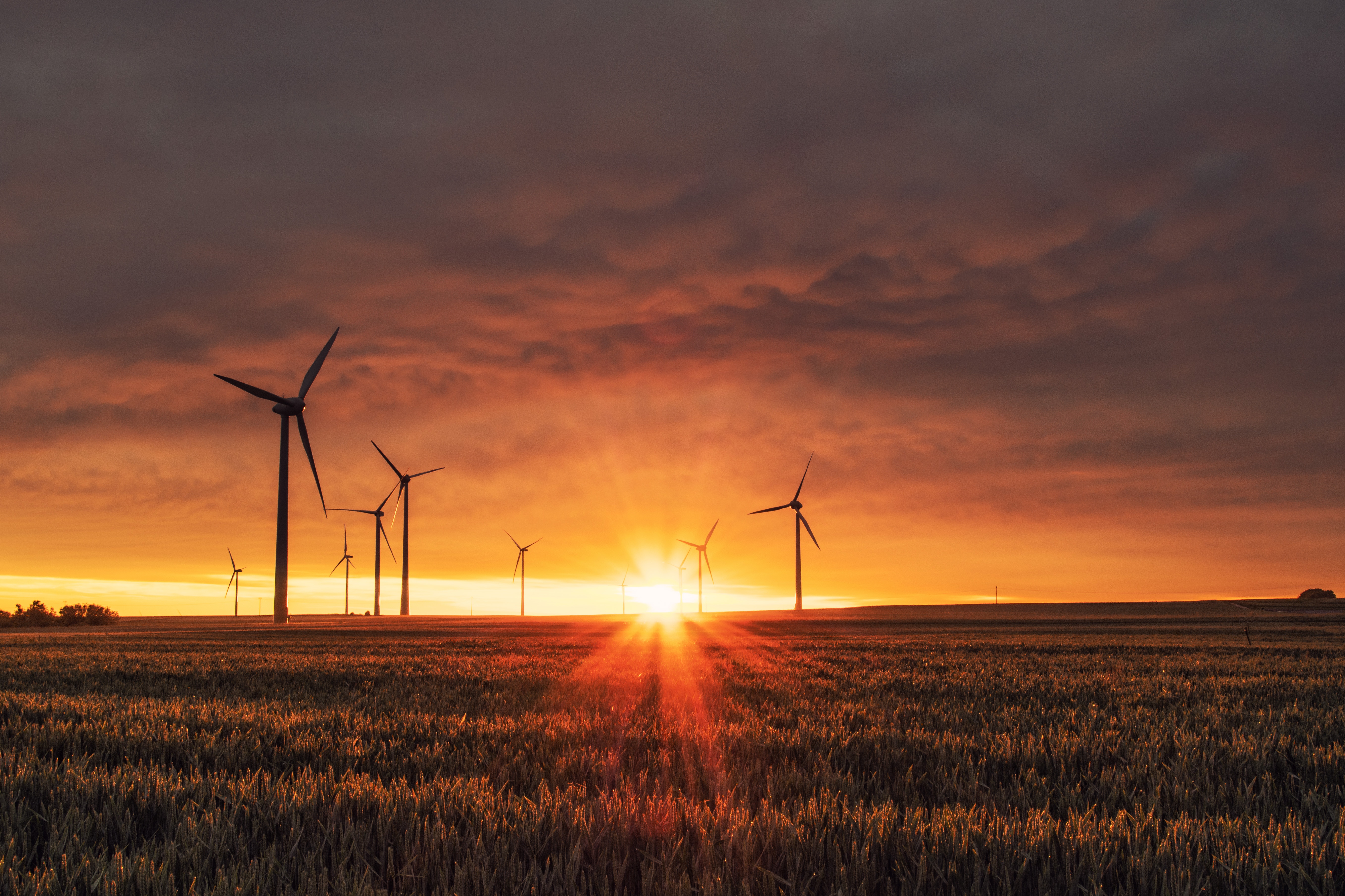 Windenergieanlagen im Abendlicht